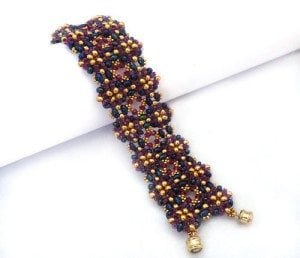 Purple Twins Bracelet-Beading pattern with twin beads