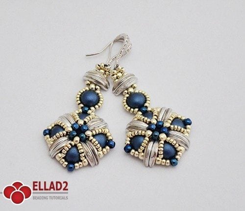 Beading Pattern Tara Earrings with Crescent beads by Ellad2
